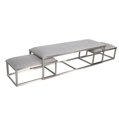 Napoleon Bed Bench Set of 3 - Grey - With 2-Year Warranty
