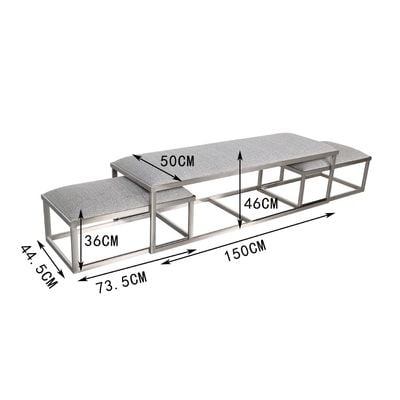 Napoleon Bench Set of 3 - Grey