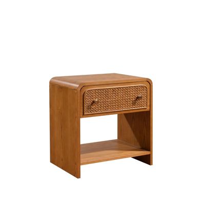 Rita Night Stand with Natural Rattan - Oak/Rattan – With 2-Year Warranty