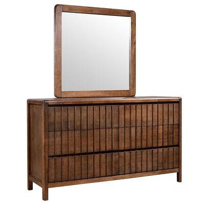 Tahiti 6-Drawer Dresser with Mirror - Dark Walnut - With 2-Year Warranty