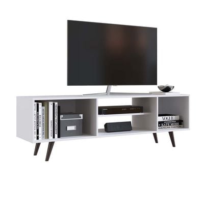 Lombre 2-Door TV Unit for TVs up to 50 Inches with Storage - White - With 2-Year Warranty