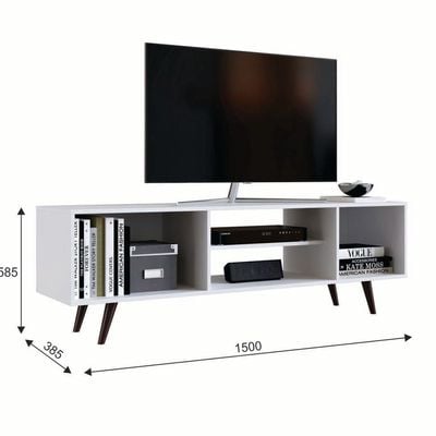 Lombre 2-Door TV Unit for TVs up to 50 Inches with Storage - White - With 2-Year Warranty