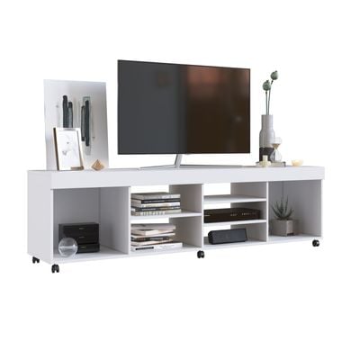 Swellow TV Rack for TVs up to 50 Inches with Storage - White - With 2-Year Warranty