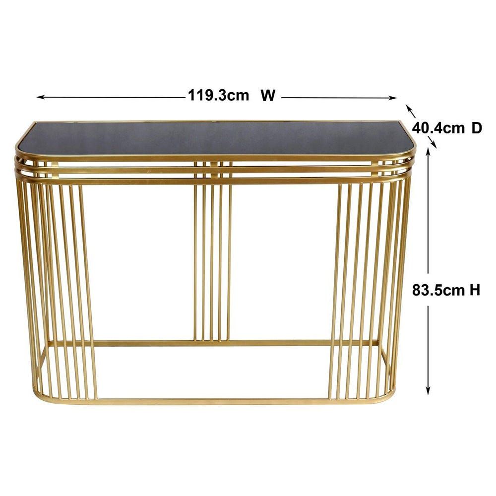 Glass and deals gold console table