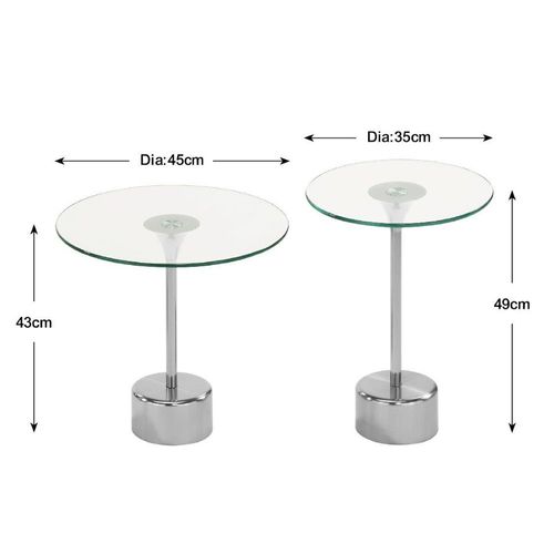 Kadita 2pcs Table Set - Chrome Plated / Clear Glass