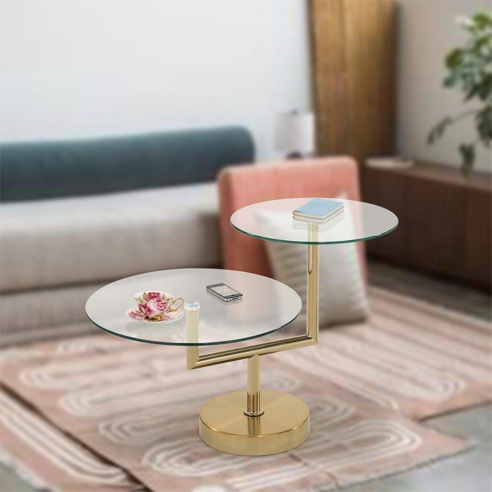 Glass and store brass end tables