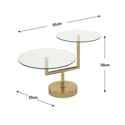 Kadita End Table - Satin Brass / Clear Glass