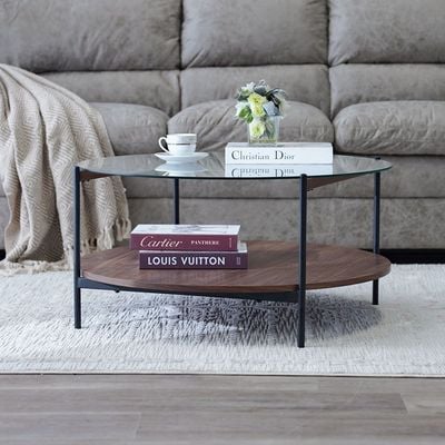 Galahad Coffee and End Table Set - Walnut / Black