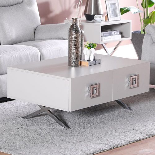 Seychelles Coffee Table - Power White / Silver