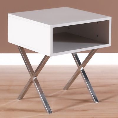 Seychelles End Table - Power White / Silver