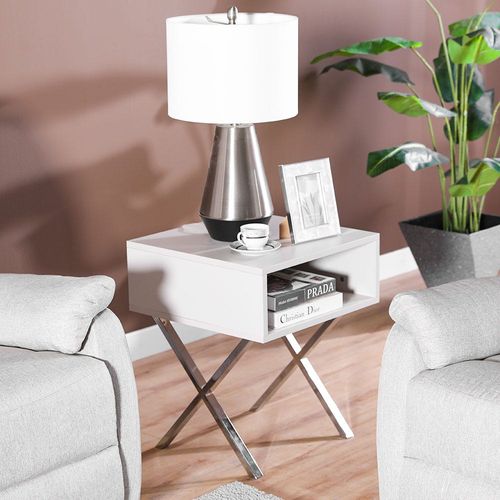 Seychelles End Table - Power White / Silver