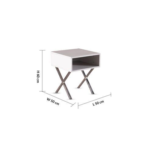 Seychelles End Table - Power White / Silver
