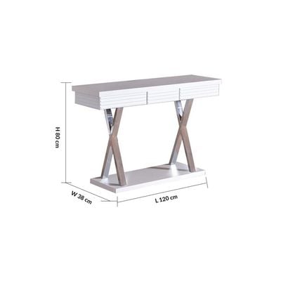 Seychelles Console Table - Power White / Silver