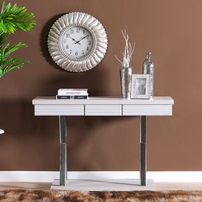 Seychelles Console Table - Power White / Silver