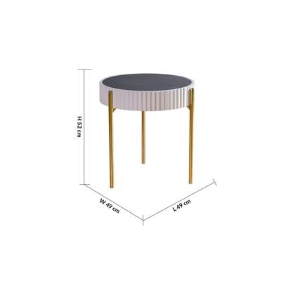 Maine End Table - Cream / Grey Marble / Gold