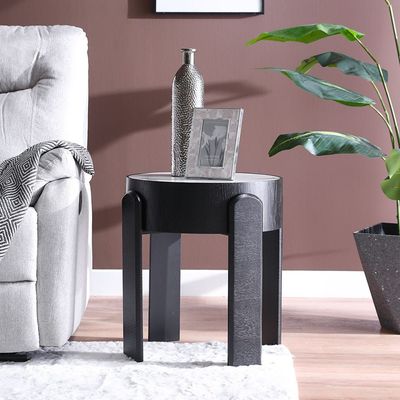 Nevada End Table - White Marble / Black