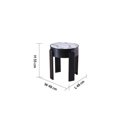 Nevada End Table - White Marble / Black