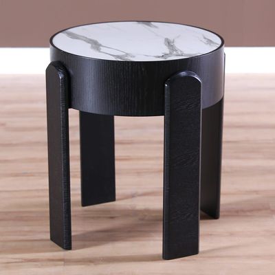 Nevada End Table - White Marble / Black