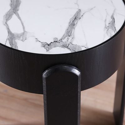 Nevada End Table - White Marble / Black