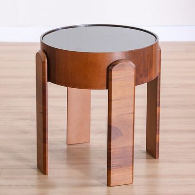 Nevada End Table - Clear Glass / Walnut