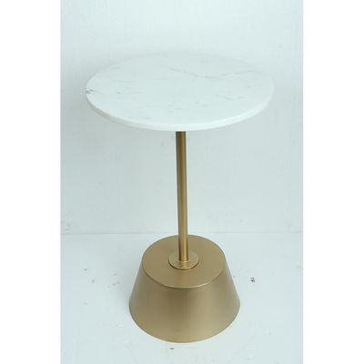 Paddy End Table - Smoke White / Brass