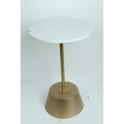 Paddy End Table - Smoke White / Brass