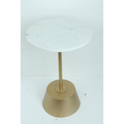 Paddy End Table - Smoke White / Brass