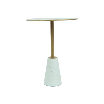 Matt End Table - Smoke White / Brass