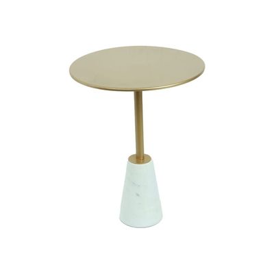 Matt End Table - Smoke White / Brass