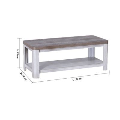 Olivos Coffee Table w/shelf - Ash Grey / Oak PCS