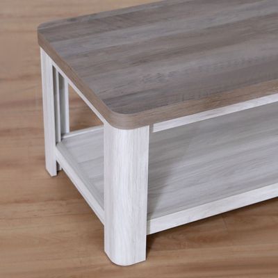 Olivos Coffee Table w/shelf - Ash Grey / Oak PCS