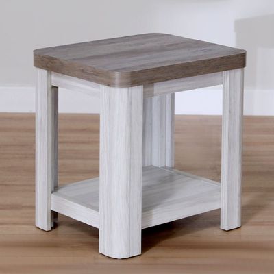 Olivos End Table w/shelf- Grey Oak - Ash Grey / Oak