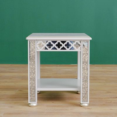 Classadora End Table - Beige / Champagne Gold