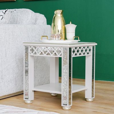 Classadora End Table - Beige / Champagne Gold