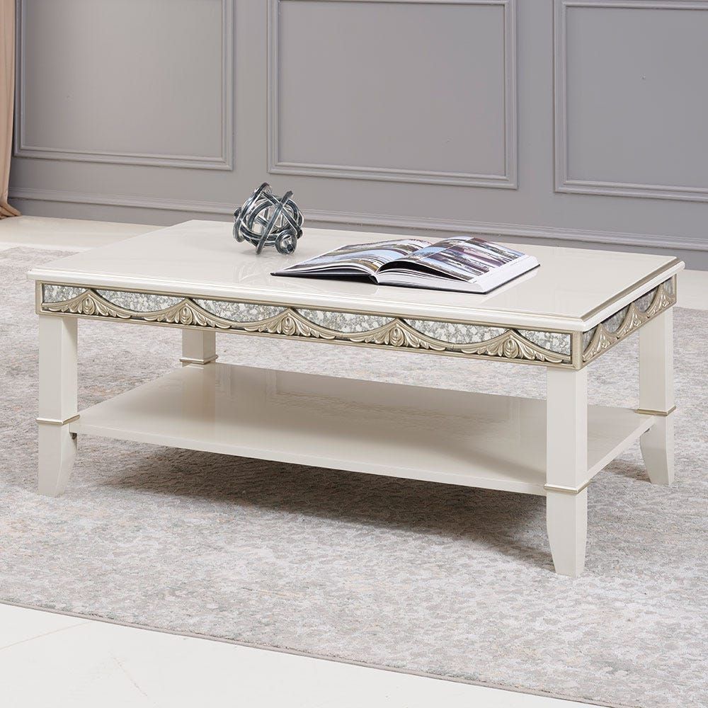 Coffee table white and shop gold