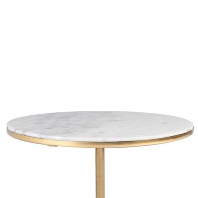 Jediah End Table - White Marble / Golden