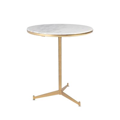 Jediah End Table - White Marble / Golden