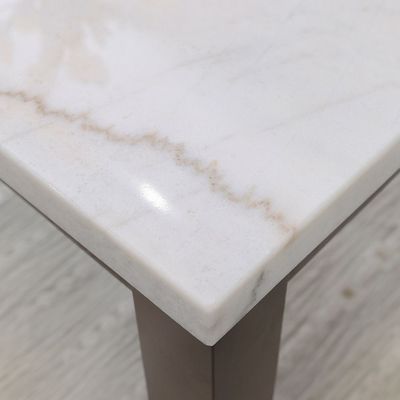 Brody Marble End Table -White / Dark Walnut