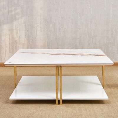 Tunesia Coffee Table - White  / Golden