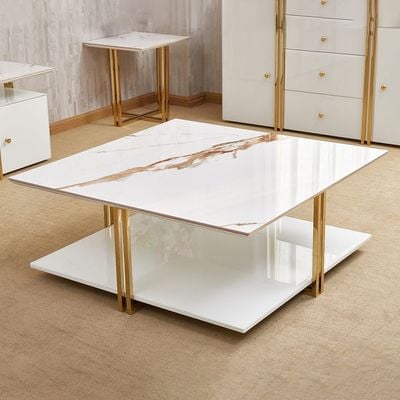 Tunesia Coffee Table - White  / Golden