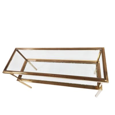 Geneva Console Table - Gold/Glass - With 2-Year Warranty