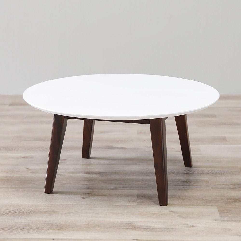 White and walnut coffee shop table