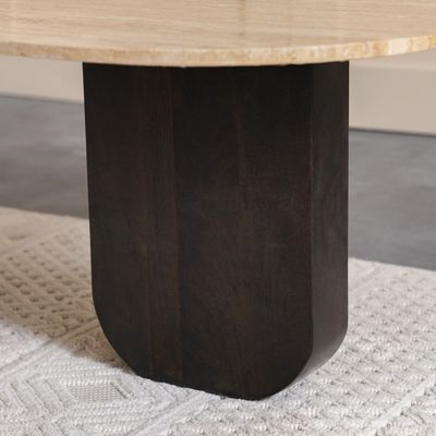 Anya Travertine/ Solidwood Coffee Table Set of 2 - OAK