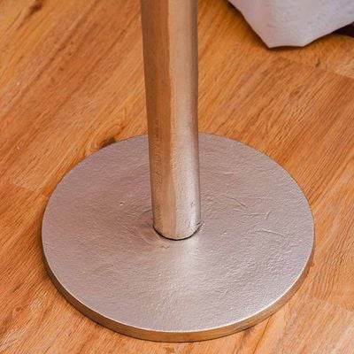 Florian Round Metal End Table - Blue/Brushed Silver - With 2-Year Warranty