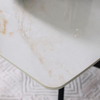 Calus Center Table Sintered Stone- Milky White / Black