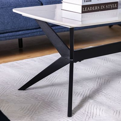Calus Center Table Sintered Stone- Milky White / Black
