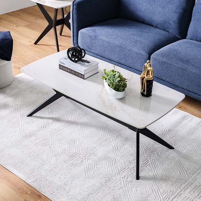 Calus Center Table Sintered Stone- Milky White / Black