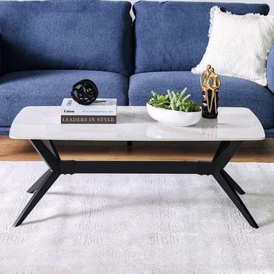 Calus Center Table Sintered Stone- Milky White / Black
