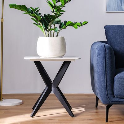 Calus End Table Sintered Stone - Milky White / Black