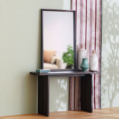 Merriton Console Table With Mirror - Walnut - With 2-Year Warranty